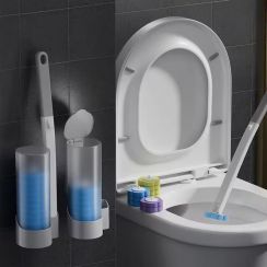 9Sets Disposable Toilet Cleaning System Kit Brush Holder Set with 6 Refills