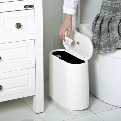 8PCS Double Layer Plastic Stylish Garbage Press Type Trash Can