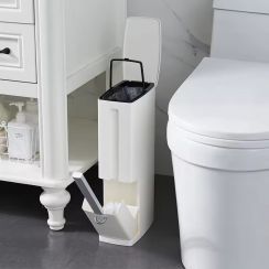 4Sets Toilet Trash Can Garbage Bins Trash Can With Toilet Brush